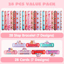 28Pcs Kids Valentines Cards with Slap Bracelet-Classroom Exchange Gifts