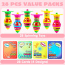 28pcs Light up Spinning Tops with Kids Valentines Exchange Cards