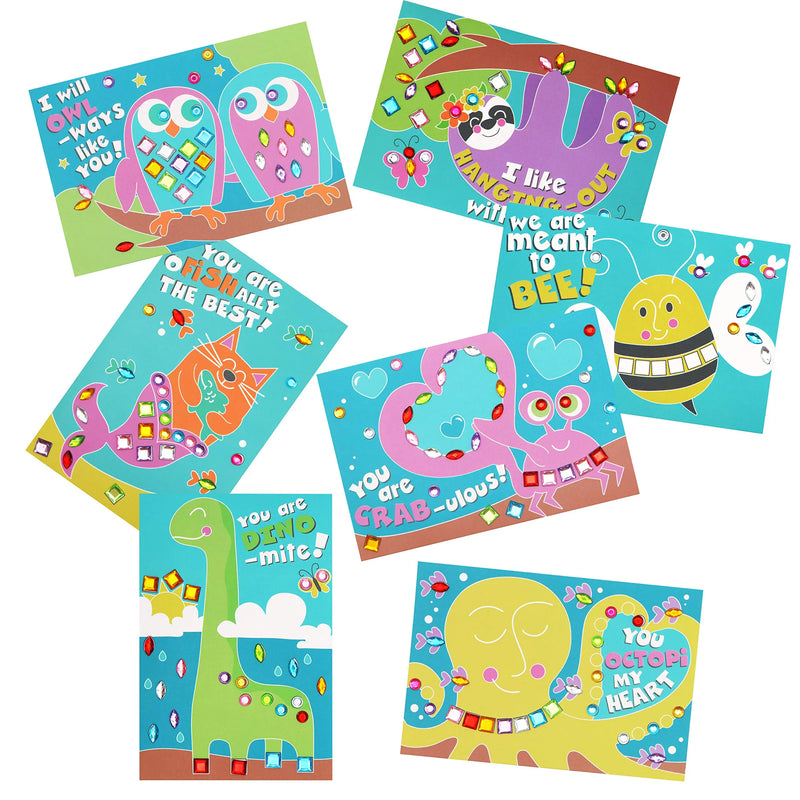 28Pcs Kids Valentines Cards with Sticker Mosaic-Classroom Exchange Gifts