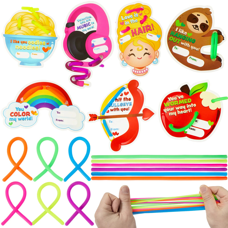 28Pcs Kids Valentines Cards with Stretchy String-Classroom Exchange Gifts
