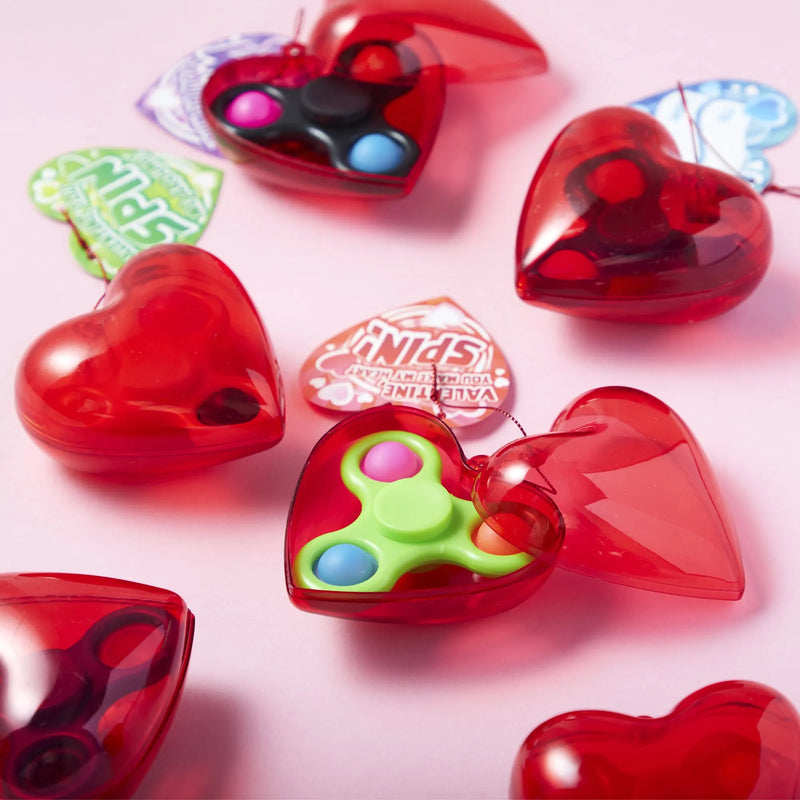 28Pcs Spinner Filled Hearts with Kids Valentines Cards for Classroom Exchange Gifts