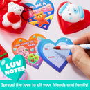 28Pcs Hearts Filled Mochi Squishy Toys with Kids Valentines Cards for Classroom Exchange