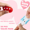 28Pcs Hearts Filled Mochi Squishy Toys with Kids Valentines Cards for Classroom Exchange