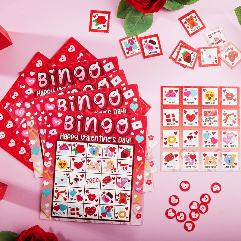 28Pcs Players Valentines Day Bingo Card for Kids and Adults