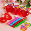 28Pcs push bubble Tubes Heart Shell Filled Hearts with Valentines Day Cards for Kids-Classroom Exchange Gifts