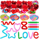 28Pcs push bubble Tubes Heart Shell Filled Hearts with Valentines Day Cards for Kids-Classroom Exchange Gifts