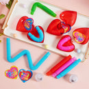 28Pcs push bubble Tubes Heart Shell Filled Hearts with Valentines Day Cards for Kids-Classroom Exchange Gifts