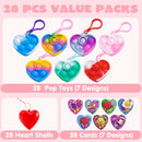 28Pcs Prefilled Heart with push bubble Keychain and Valentines Day Cards for Kids-Classroom Exchange Gifts