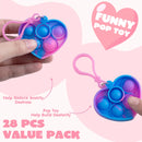 28Pcs Prefilled Heart with push bubble Keychain and Valentines Day Cards for Kids-Classroom Exchange Gifts