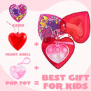 28Pcs Prefilled Heart with push bubble Keychain and Valentines Day Cards for Kids-Classroom Exchange Gifts