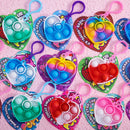 28Pcs Prefilled Heart with push bubble Keychain and Valentines Day Cards for Kids-Classroom Exchange Gifts