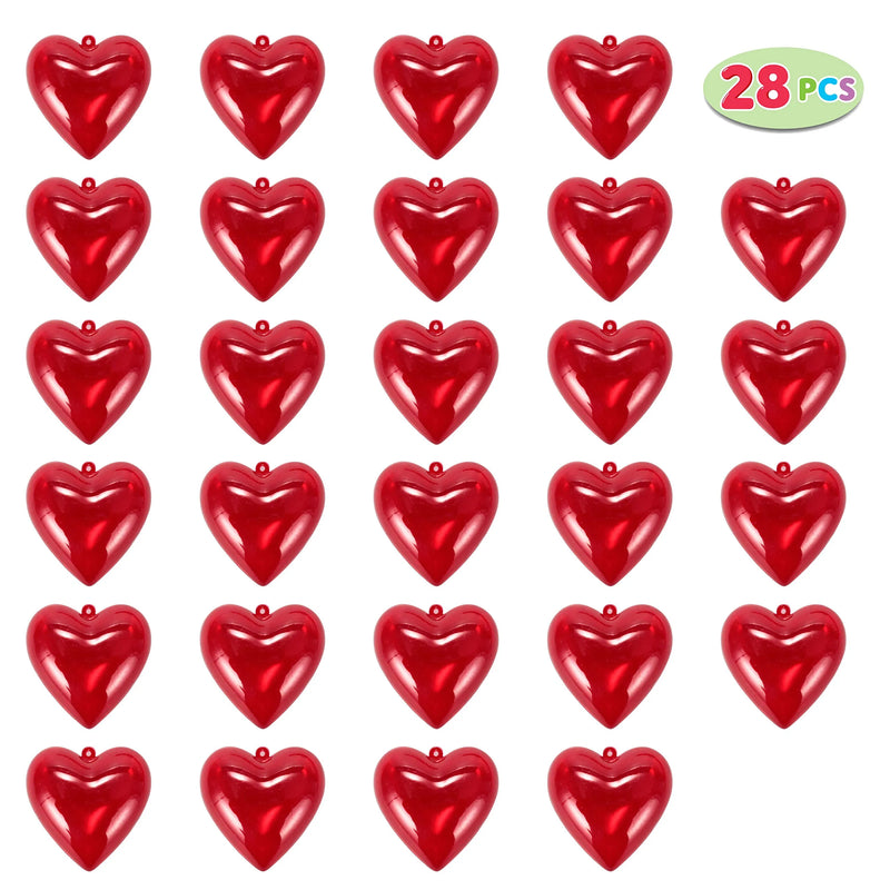 28Pcs Prefilled Hearts with Light-Up Rings and Valentines Day Cards for Kids-Classroom Exchange Gifts