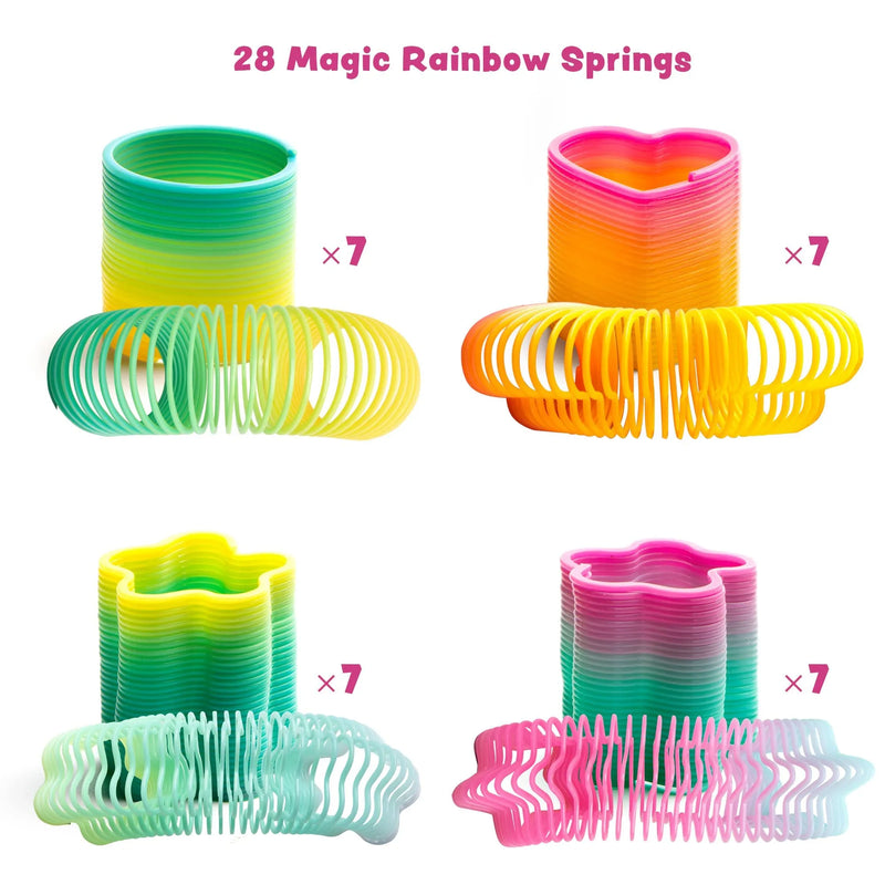 28Pcs Rainbow Spring with with Valentines Day Cards for Kids-Classroom Exchange Gifts