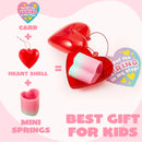 28Pcs Rainbow Springs Filled Hearts with Valentines Day Cards for Kids-Classroom Exchange Gifts