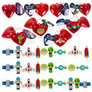 28Pcs Space Eraser Filled Hearts Set with Valentines Day Cards for Kids-Classroom Exchange Gifts