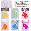 28Pcs Sticky Hands with Valentines Day Cards for Kids-Classroom Exchange Gifts