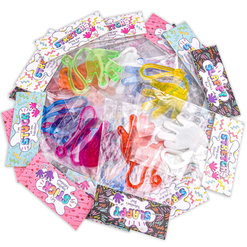 28Pcs Sticky Hands with Valentines Day Cards for Kids-Classroom Exchange Gifts
