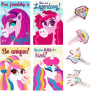 28Pcs Unicorn Hairpin with Valentines Day Cards for Kids-Classroom Exchange Gifts
