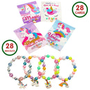 28Pcs Unicorn Kids Valentines Cards With Bracelets-Classroom Exchange Gifts