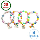 28Pcs Unicorn Kids Valentines Cards With Bracelets-Classroom Exchange Gifts