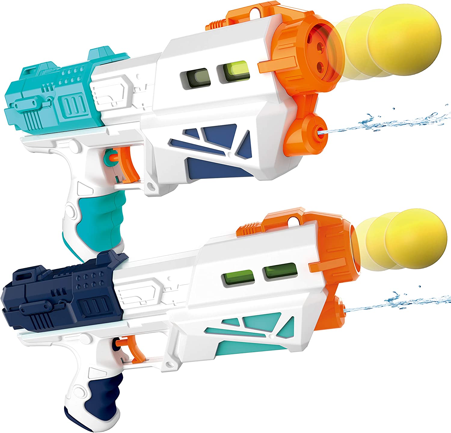 2 Pcs 2 In 1 Water Gun Blaster Pistol And Foam Ball Popper Gun Toy-joyin