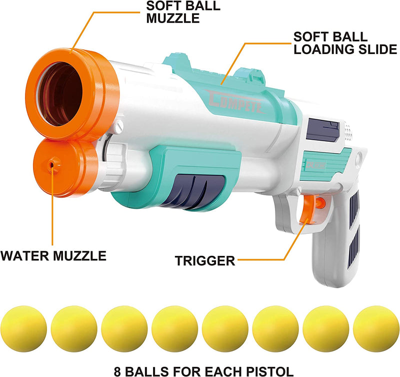 2 Pcs 2 in 1 Water Gun Blaster Shotgun and Foam Ball push bubble Gun