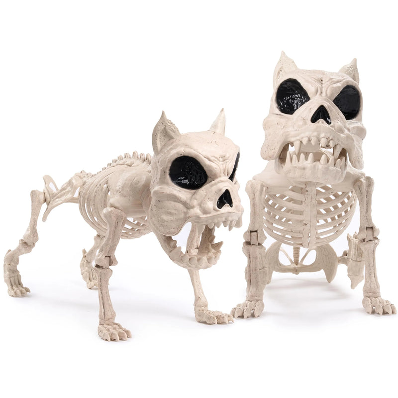 2 PCS 16in Halloween Pose-N-Stay Dog Skeleton Decoration Animal