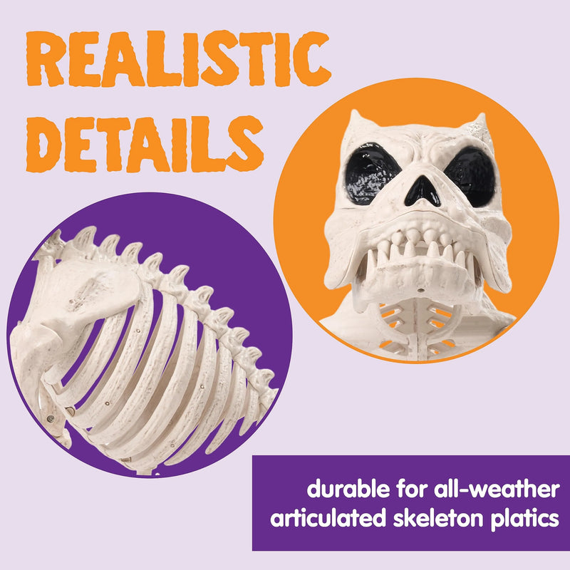 2 PCS 16in Halloween Pose-N-Stay Dog Skeleton Decoration Animal