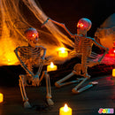 2 PCS 16in Halloween Skeletons Decoration Full Body Posable Hanging Skeletons