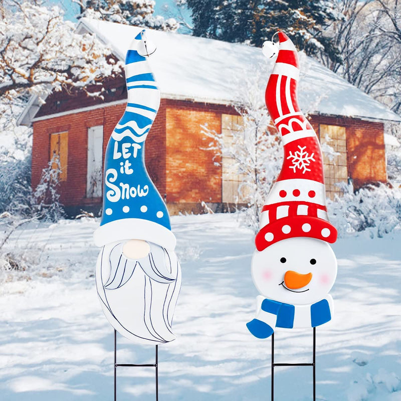Snowman and Gnome Yard Sign