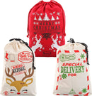 Large Santa Drawstring Sacks, 3 Pieces