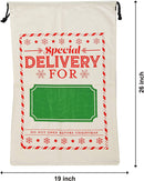 Large Santa Drawstring Sacks, 3 Pieces