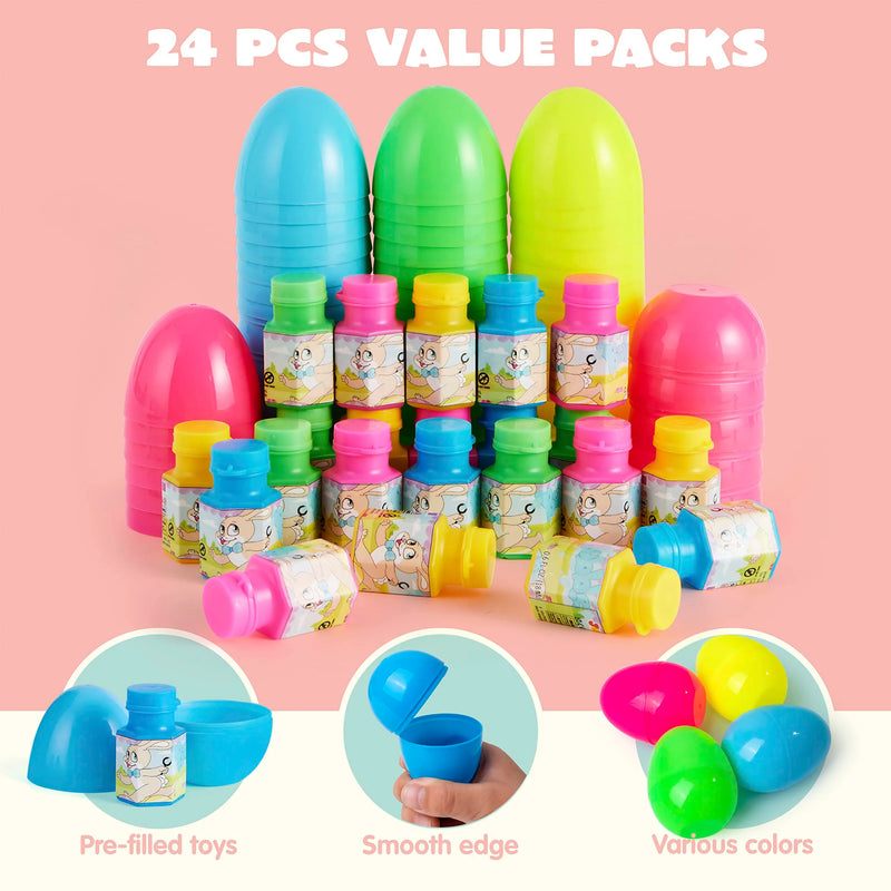 24Pcs 3.15in Bubble Wands Prefilled Easter Eggs for Easter Egg Hunt