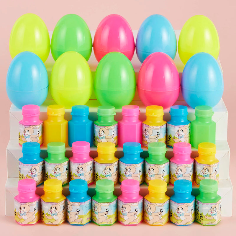 24Pcs Bubble Wands Prefilled Easter Eggs 3.15in