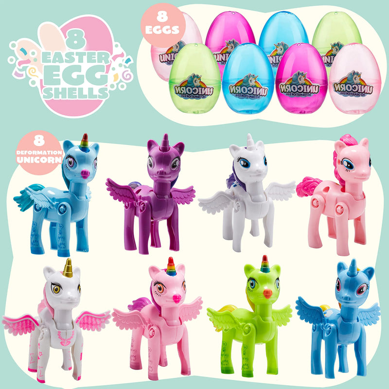 8Pcs Unicorn Toys Prefilled Easter Eggs 3.5in