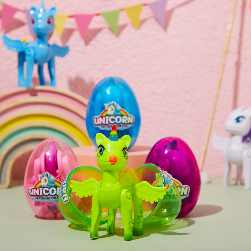 8Pcs 3.5in Unicorn Toys Prefilled Easter Eggs for Easter Egg Hunt