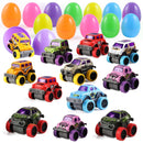 12Pcs 3.8in Easter Eggs Packed with Pull Back Monster Cars and Trucks for Easter Egg Hunt
