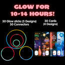 30Pcs Kids Valentines Cards with Glow Sticks-Classroom Exchange Gifts