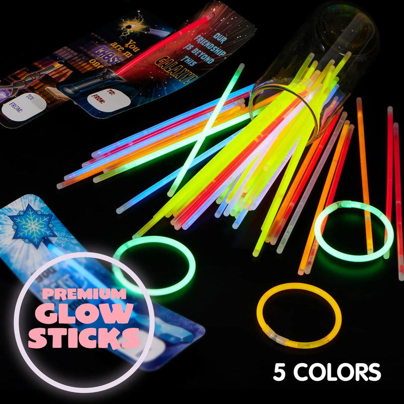 30Pcs Kids Valentines Cards with Glow Sticks-Classroom Exchange Gifts