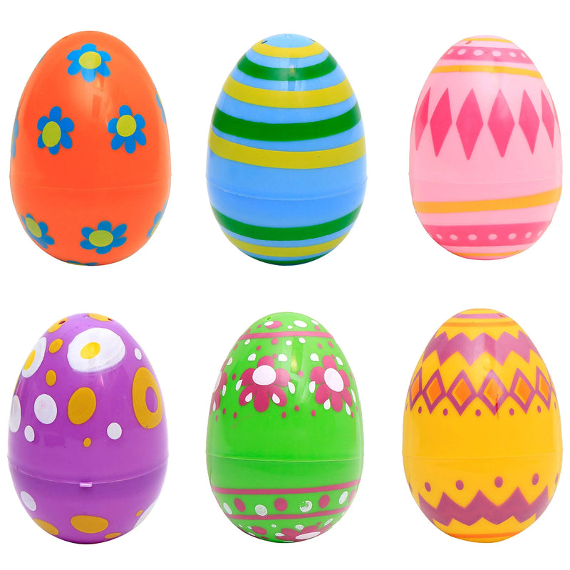 30Pcs Printed Jumbo Plastic Easter Egg Shells 3in