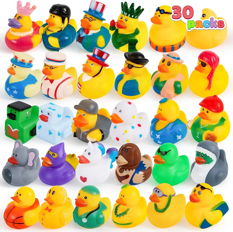 30Pcs Rubber Ducks with Mesh Carry Bag Assort Kit