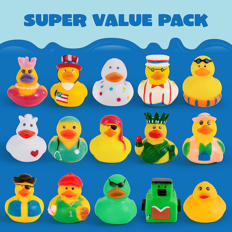 30Pcs Rubber Ducks with Mesh Carry Bag Assort Kit