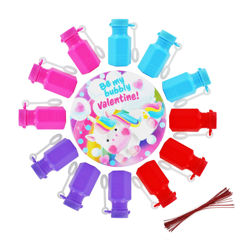 32Pcs Bubble Bottles with Valentines Day Cards for Kids-Classroom Exchange Gifts