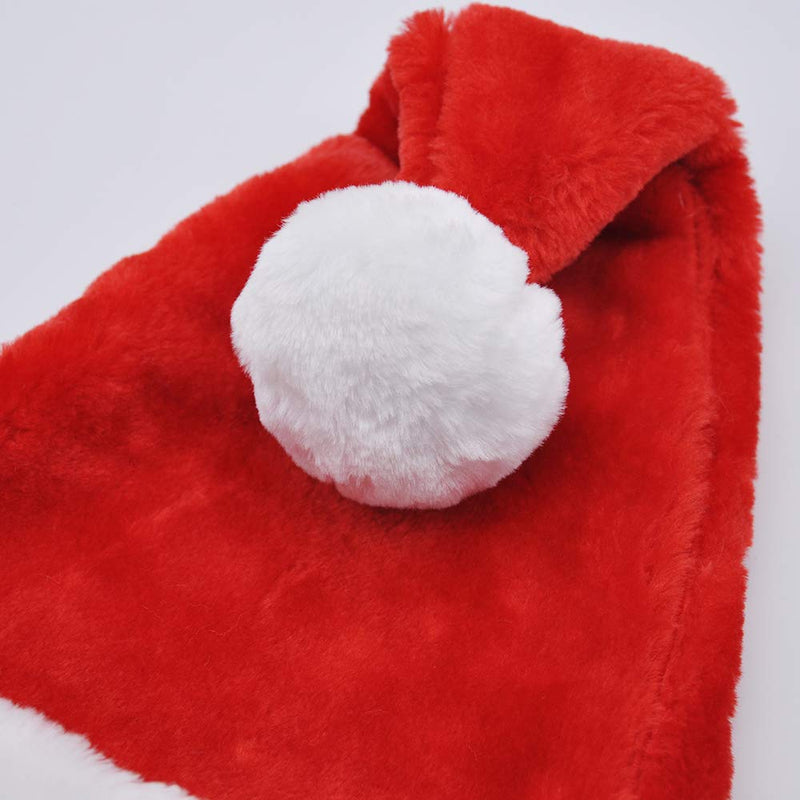 3pcs Santa Hats With White Plush Trim And Red Velvet