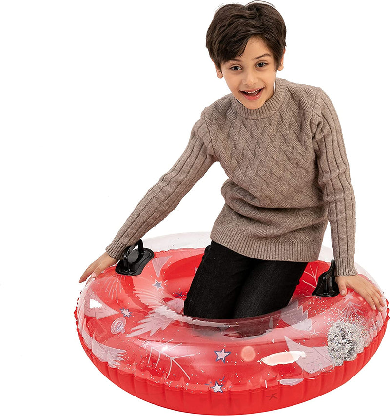 34" Inflatable Transparent Snow Tubes, 2 Packs