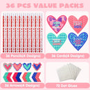 36Pcs Kids Valentines Cards With Cupid's Arrow Pencil-Classroom Exchange Gifts