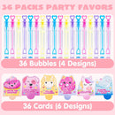 36 Unicorn Theme Bubble wands with Valentines Day Cards for Kids-Classroom Exchange Gifts
