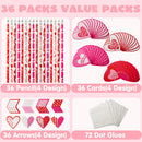 36Pcs Valentines Day Arrow Pencil with Valentines Day Cards for Kids-Classroom Exchange Gifts