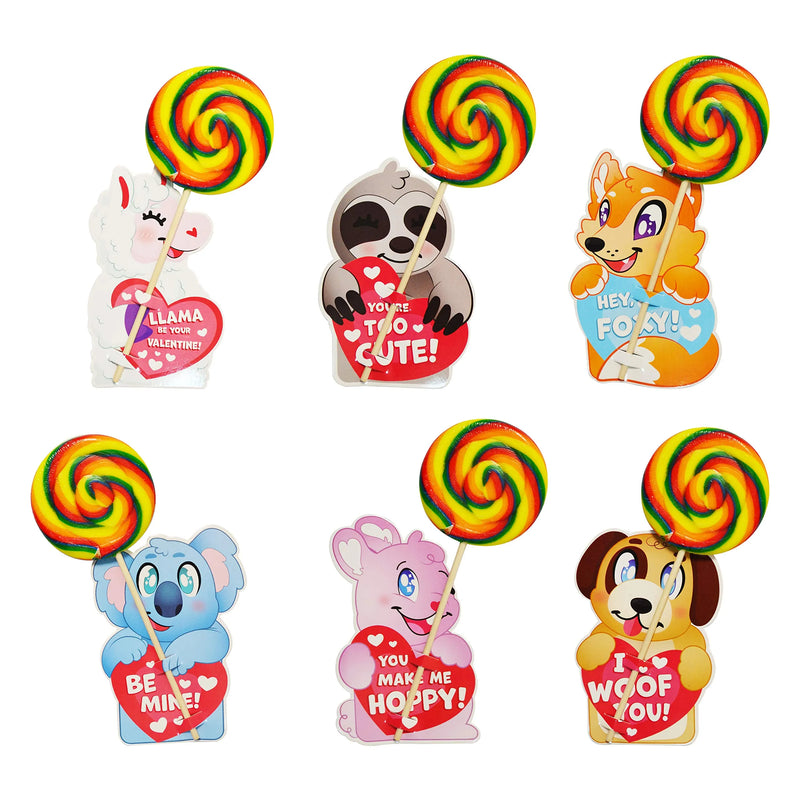 36Pcs Valentines Day Gift Cards Lollipush bubble Candy Holder