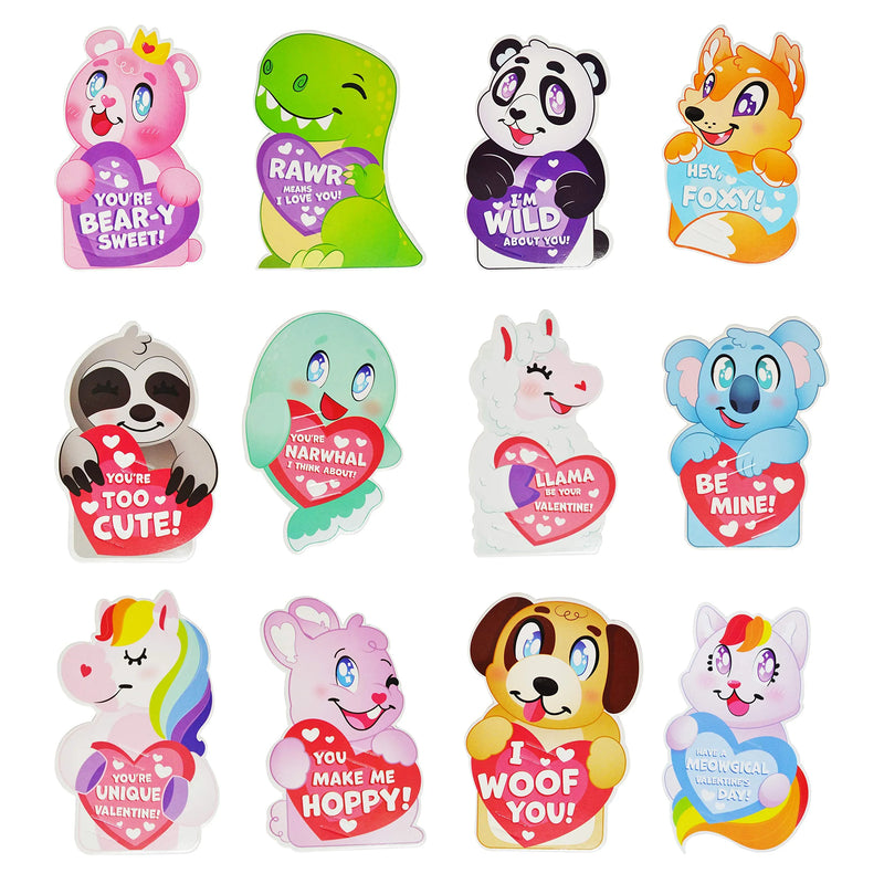 36Pcs Valentines Day Gift Cards Lollipush bubble Candy Holder